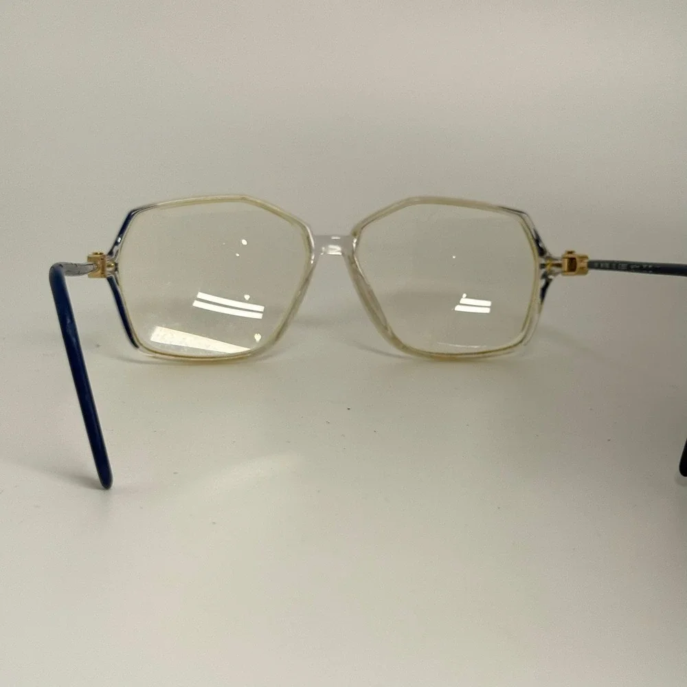 Silhouette M 1766 Vintage Geometric Eyeglasses Blue Gold Austria SPX 56-13 135